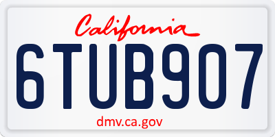 CA license plate 6TUB907