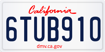 CA license plate 6TUB910