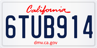 CA license plate 6TUB914