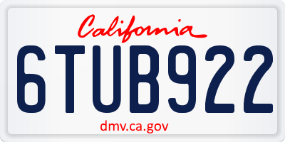 CA license plate 6TUB922