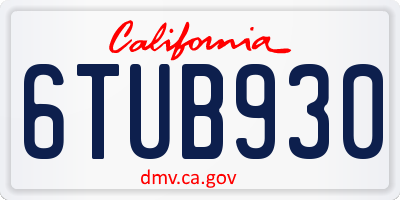 CA license plate 6TUB930