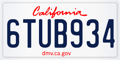 CA license plate 6TUB934