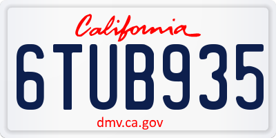 CA license plate 6TUB935
