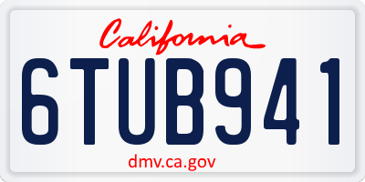 CA license plate 6TUB941