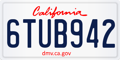 CA license plate 6TUB942