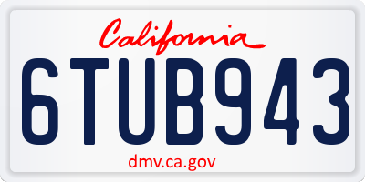 CA license plate 6TUB943