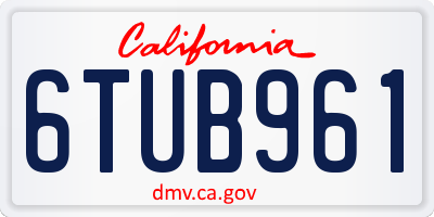 CA license plate 6TUB961