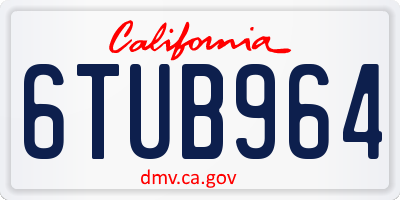 CA license plate 6TUB964
