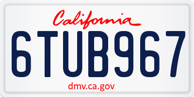 CA license plate 6TUB967