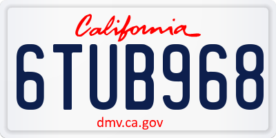 CA license plate 6TUB968