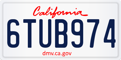 CA license plate 6TUB974