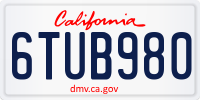 CA license plate 6TUB980