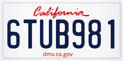 CA license plate 6TUB981