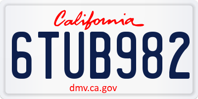 CA license plate 6TUB982