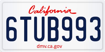 CA license plate 6TUB993