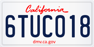 CA license plate 6TUC018