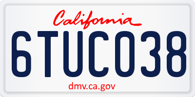 CA license plate 6TUC038