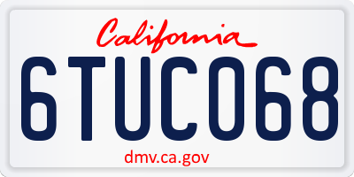 CA license plate 6TUC068