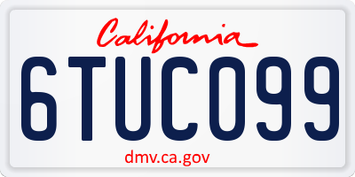 CA license plate 6TUC099