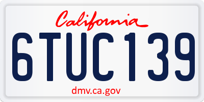 CA license plate 6TUC139