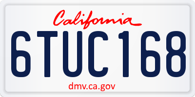 CA license plate 6TUC168