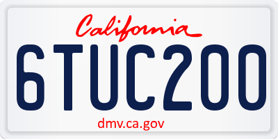 CA license plate 6TUC200