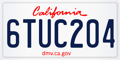 CA license plate 6TUC204