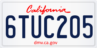 CA license plate 6TUC205