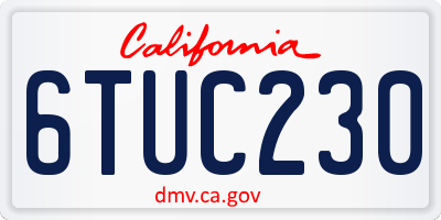 CA license plate 6TUC230