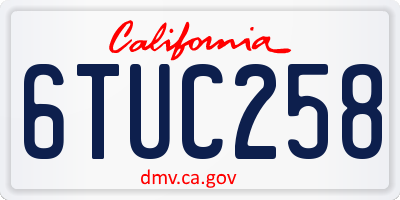 CA license plate 6TUC258