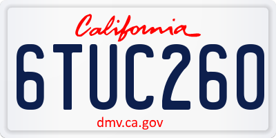 CA license plate 6TUC260