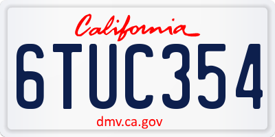 CA license plate 6TUC354