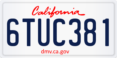 CA license plate 6TUC381