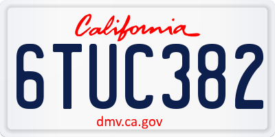 CA license plate 6TUC382