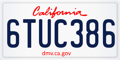 CA license plate 6TUC386