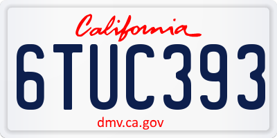 CA license plate 6TUC393