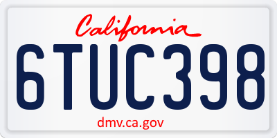 CA license plate 6TUC398