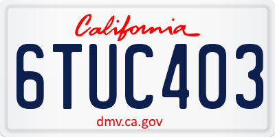 CA license plate 6TUC403