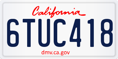CA license plate 6TUC418