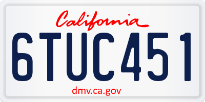 CA license plate 6TUC451