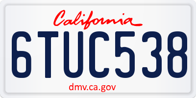CA license plate 6TUC538