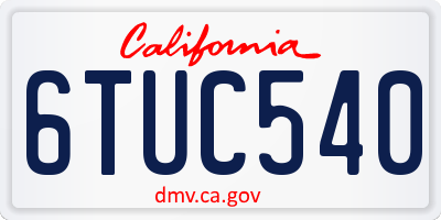 CA license plate 6TUC540