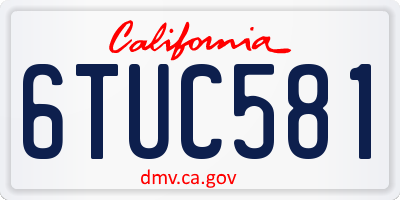 CA license plate 6TUC581