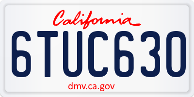 CA license plate 6TUC630