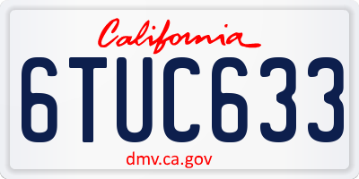CA license plate 6TUC633