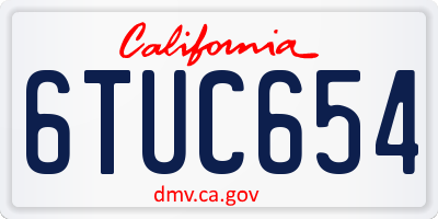 CA license plate 6TUC654