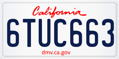CA license plate 6TUC663