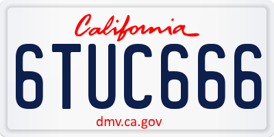 CA license plate 6TUC666
