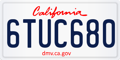 CA license plate 6TUC680