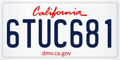 CA license plate 6TUC681